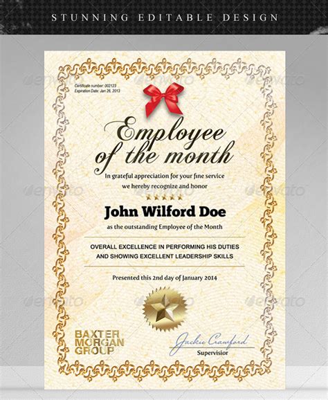 Employee Of The Month Certificate Template Word For Your Needs