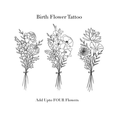 Custom Birth Flower Bouquet Family Birth Month Tattoo Design - Etsy Canada Flower Bouquet Tattoo ...