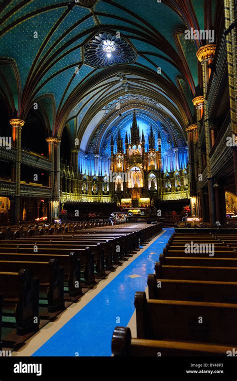 MONTREAL, Canada - Interior and main altar of the Notre-Dame Basilica ...