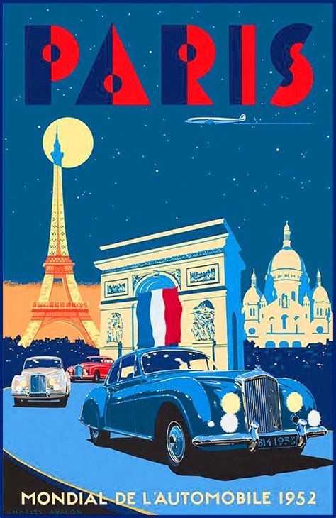 Paris Auto Show 1952 | Retro travel poster, Art deco posters, Vintage ...