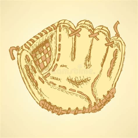 Sketch Baseball Glove, Vector Vintage Background Stock Vector ...