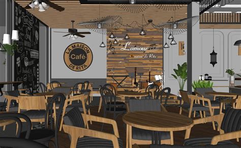 2748 Interior Coffee Scene Sketchup Model By Gu Architects Free Download