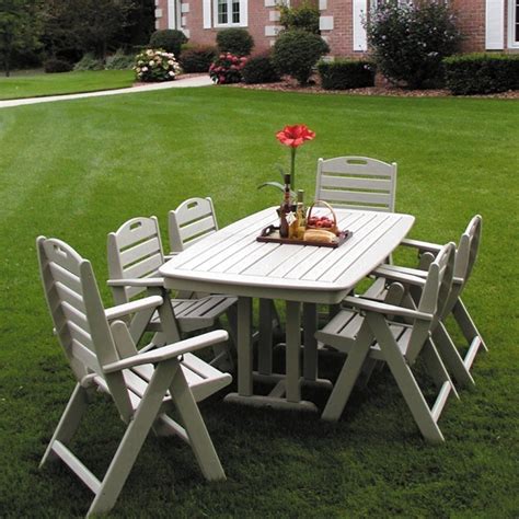 Polywood Nautical Recycled Plastic Outdoor Dining Set 7 piece PW-NCL32SET7 ...