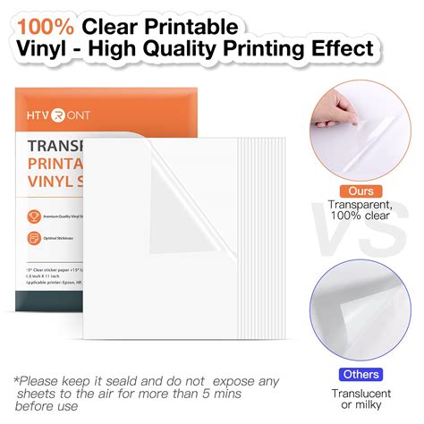 HTVRONT Clear Sticker Paper for Inkjet & Laser Printer Glossy, Clear ...