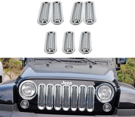 7pcs Grill Mesh Front Grille Insert Kit For Jeep Wrangler Jk Sahara ...