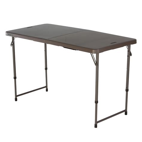 Lifetime 4 ft. Black Resin Adjustable Height Fold-in-Half Folding Table-80869 - The Home Depot