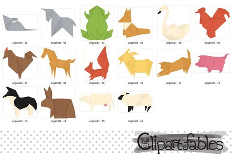 ORIGAMI ANIMALS clipart, Farm animals, Japanese origami By ...