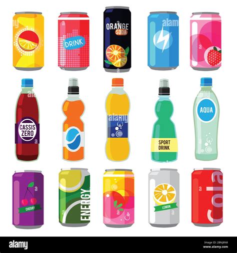 Fizzy drinks in glass bottles. Colored vector pictures Stock Vector ...