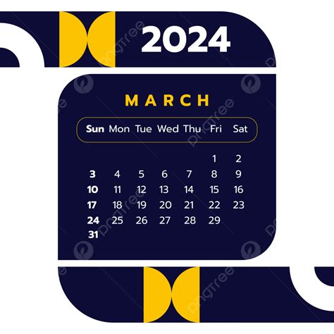 March 2024 Calendar Vector, March 2024 Calendar, March 2024, 2024 Calendar PNG and Vector with ...