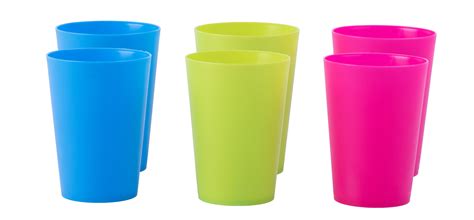 Plastic Reusable Cups 7 OZ Set of 6 (2 Red, 2 Green, 2 Blue) - Walmart.com