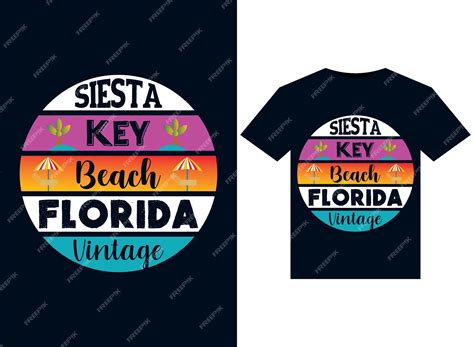 Premium Vector | Siesta key beach vintage style illustrations for printready tshirts design