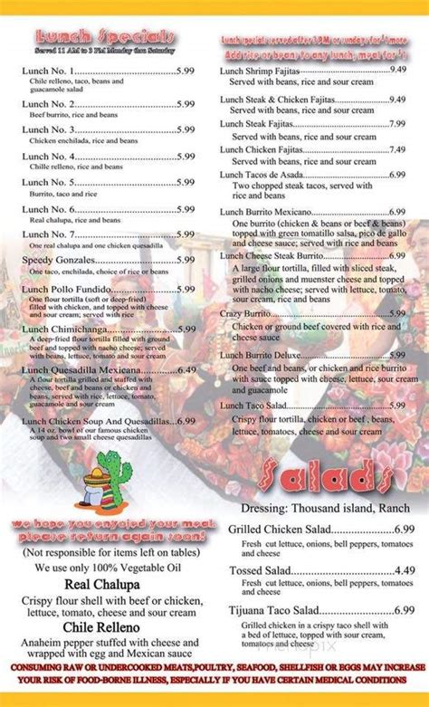 Online Menu of La Unica Mexican Restaurant, Concord, NC