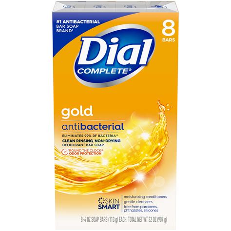 Dial Complete Antibacterial Deodorant Bar Soap, Gold, 4 oz, 8 Bars - Walmart.com