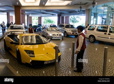 A luxury sports car in a parking space in the Mall of the Emirates shopping mall in Dubai in ...