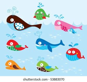 Cute Whale Cartoon Wallpaper Stock Vector (Royalty Free) 53883070 | Shutterstock