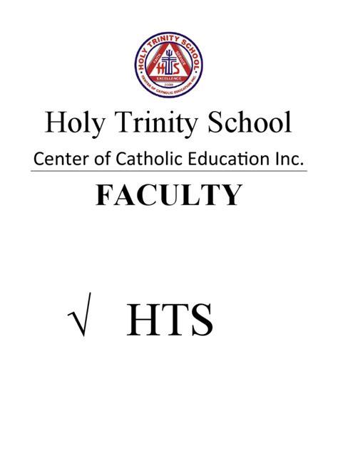 Holy Trinity School: Center of Catholic Education Inc | PDF