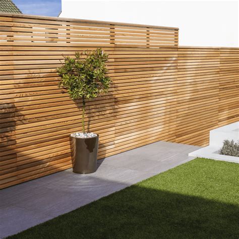 Cequence Slatted Cedar Fence Panel - Bevel Edged