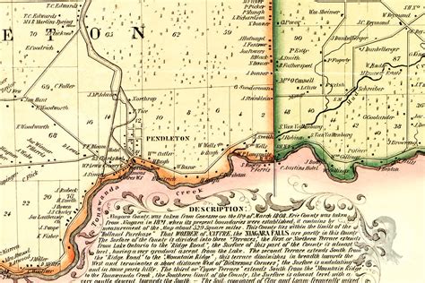 Vintage Niagara County Map 1852 Old Map of Niagara County | Etsy