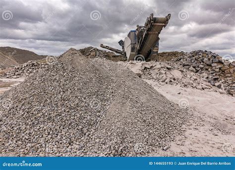 Mechanical Conveyor Belt To Pulverize Rock and Stone and Generate Grave Stock Image - Image of ...