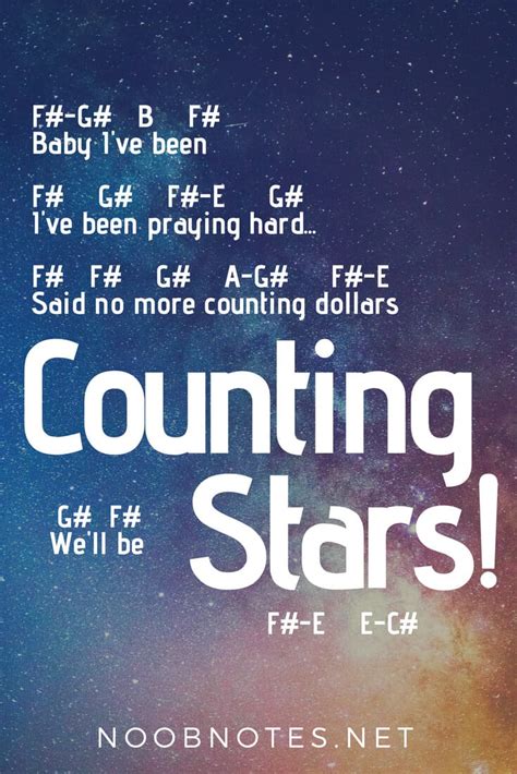 Counting Stars – One Republic letter notes for beginners - music notes for newbies