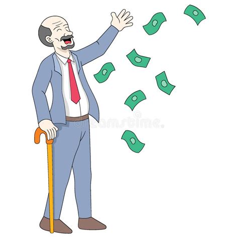 Successful Old Man Was Wasting Money Stock Vector - Illustration of doodle, successful: 269019528