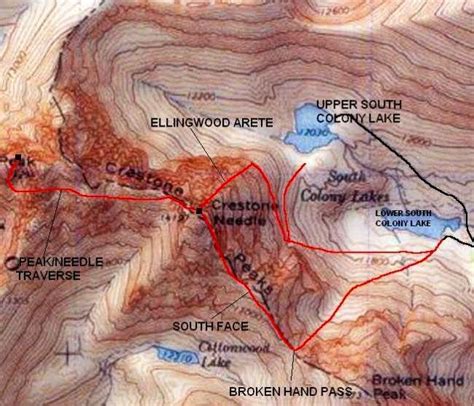 Crestone Needle Routes Map... : Photos, Diagrams & Topos : SummitPost