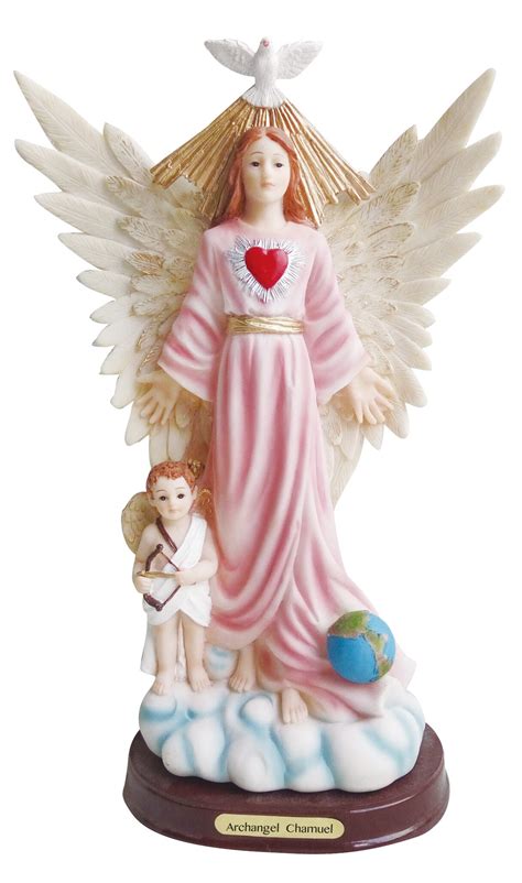 Buy Love's Gift Archangel Chamuel Estatua Chamuel Angel Statue Holy Figurine(12 Inch) (Pink ...