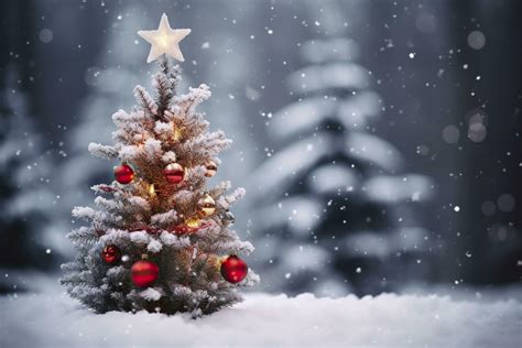 Christmas tree in the snow. Christmas background. 31398950 Stock Photo ...