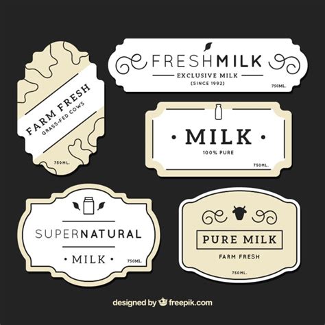 Free Vector | Flat milk labels with different designs