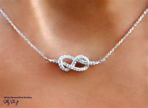 Infinity Knot Diamond Necklace Love Knot by SillyShinyDiamonds