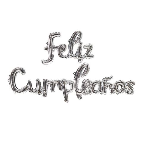 Buy Silver Feliz Cumpleanos Small Letters Conjoined Balloons Feliz ...