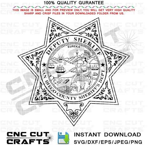 Deputy Sheriff Badge Vector San Diego County Sheriff - Etsy