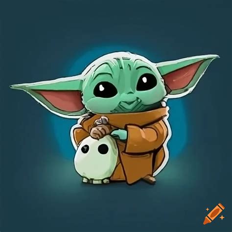 Adorable grogu hugging a cute porg from star wars on Craiyon