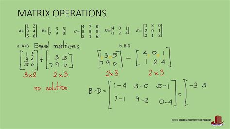 MATRIX ALGEBRA: EXAMPLES IN MATRIX OPERATIONS - YouTube