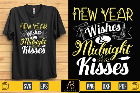 New Year Wishes & Midnight Kisses Quote Graphic by Abcrafts · Creative Fabrica