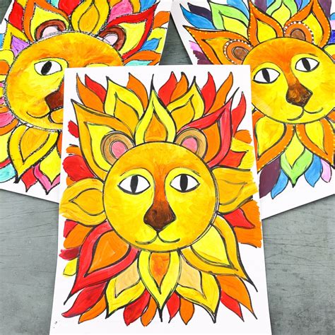 Flow Drawing for Kids: Sunshine Lion Art - Arty Crafty Kids