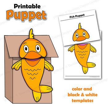 Fish Craft Activity - Paper Bag Puppet Template by Dancing Crayon Designs