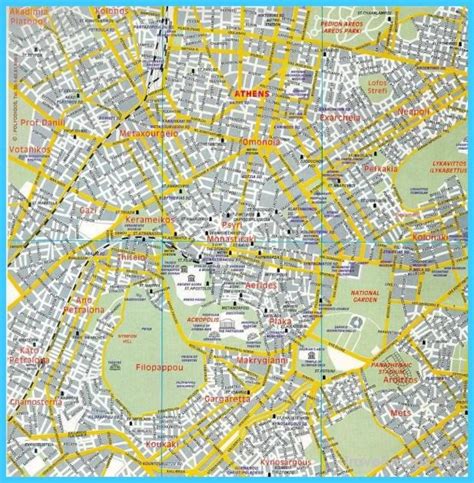 Athens neighborhoods map - Map of Athens greece neighborhoods (Greece)