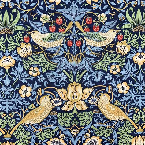 William Morris Strawberry Thief Fabric Art Nouveau Blue Bird - Etsy UK