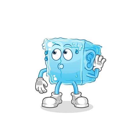 Premium Vector | Ice cube eavesdropping vector cartoon characterxA