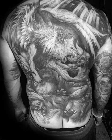 50 Lion Back Tattoo Designs For Men - Masculine Big Cat Ink Ideas