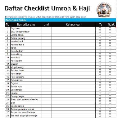 Download Checklist perlengkapan Keberangkatan Umroh atau Haji - Printechmax