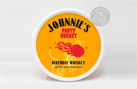 Fireball Inspired Mini Bottle Party Bucket Lid Custom Sticker ...