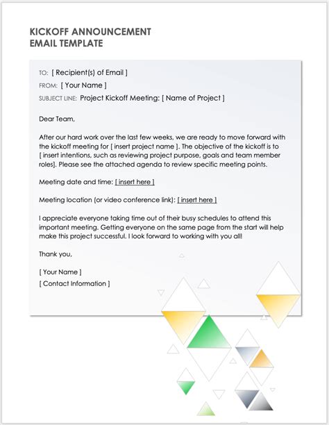 Kick Off Meeting Email Template