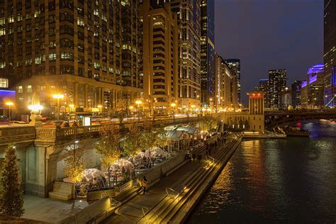 Chicago Riverwalk Restaurants at Night Photograph by Lindley Johnson - Fine Art America