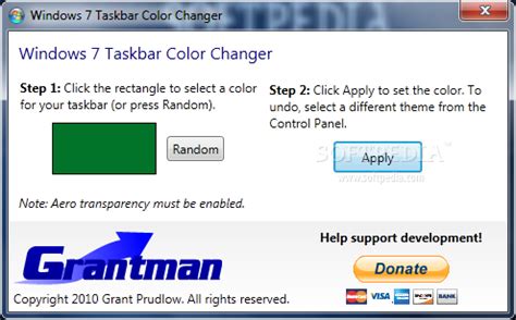 Windows 7 Taskbar Color Changer - Download, Review, Screenshots