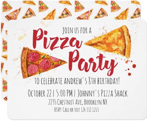 Invitations & Announcements Pizza Party Invite Pizza Party Digital ...