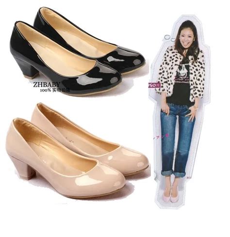 Free Shipping Women Casual Office Work Shoes Single Comfortable lady Medium Heel Shoes Ladies ...