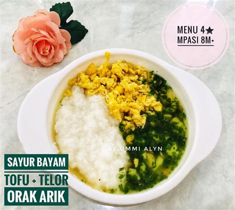 Cara Membuat Sayur Bayam Tofu + Telur Orak-Arik untuk MPASI Bayi Umur 8 Bulan - Resep MPASI Bayi