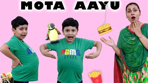 MOTA AAYU | Moral story for kids | Healthy Eating habits Bloopers| Aayu ...